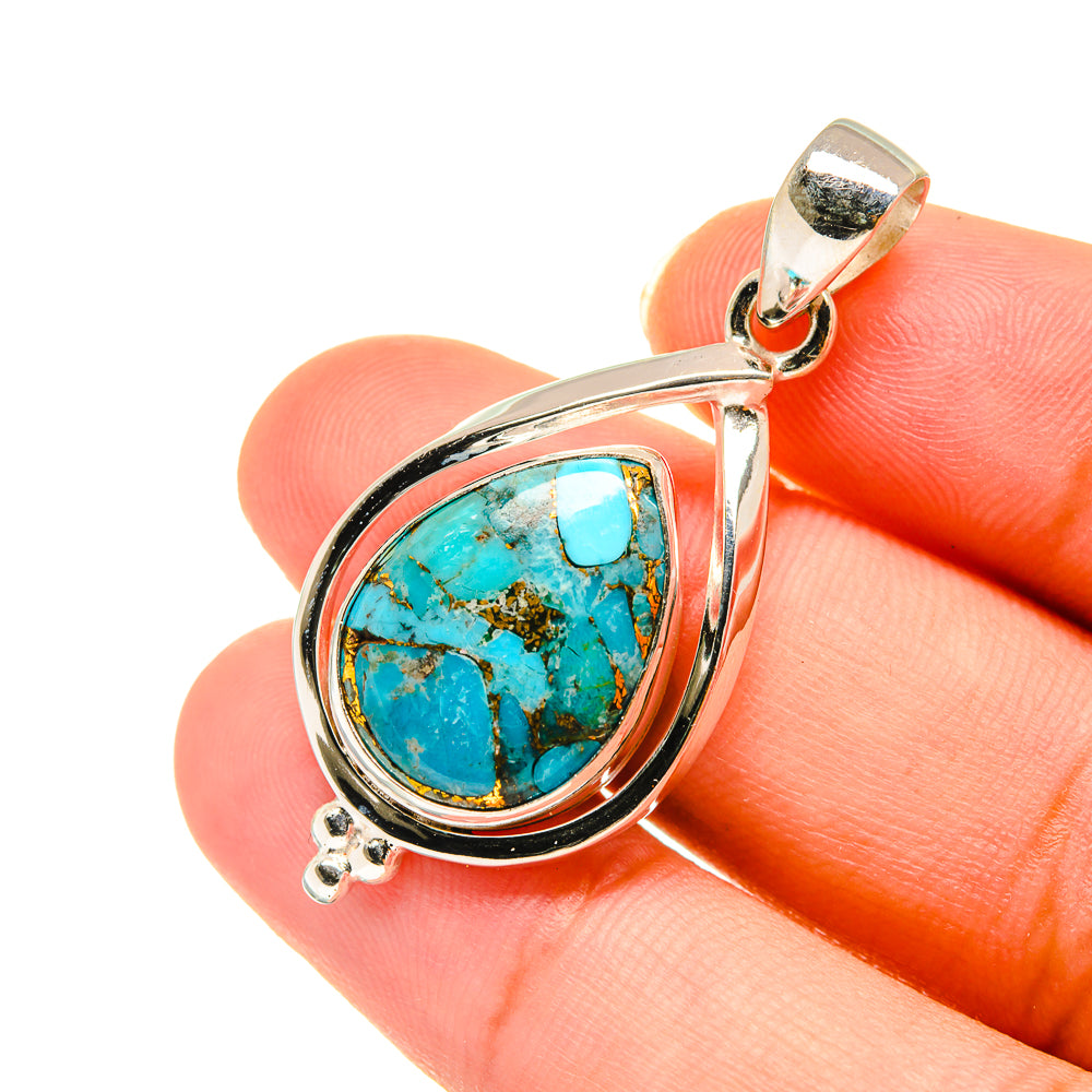 Blue Copper Composite Turquoise Pendants handcrafted by Anasilvercos - PD3618