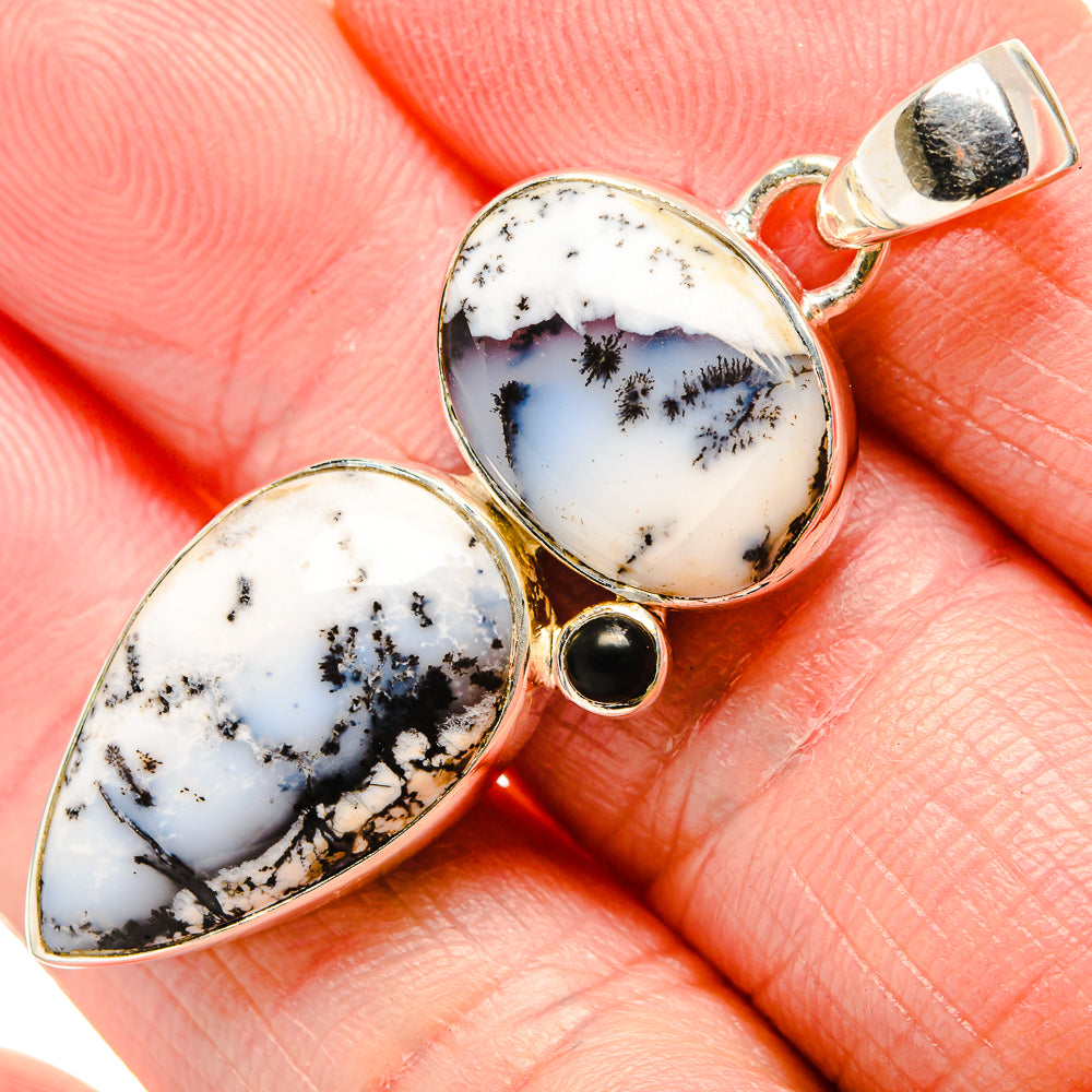 Dendritic Opal, Black Onyx Pendants handcrafted by Anasilvercos - PD36183