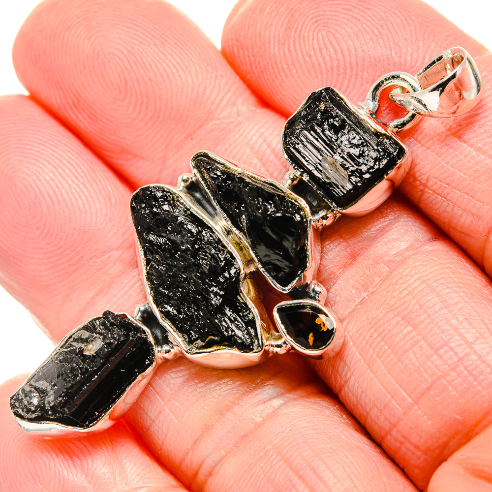 Black Tourmaline, Smoky Quartz Pendants handcrafted by Anasilvercos - PD36185