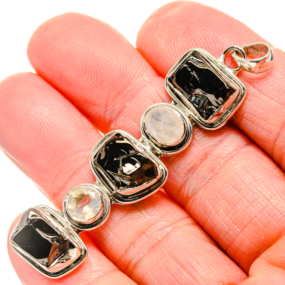 Shungite, Rainbow Moonstone Pendants handcrafted by Anasilvercos - PD36186