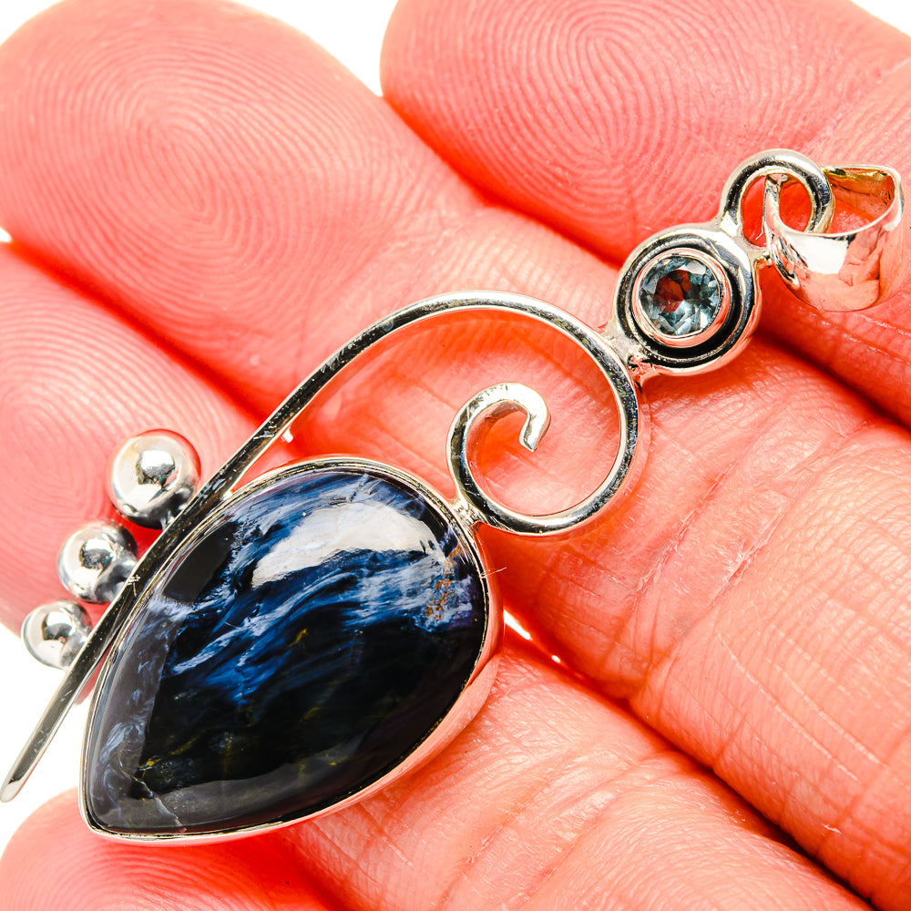 Pietersite, Blue Topaz Pendants handcrafted by Anasilvercos - PD36192