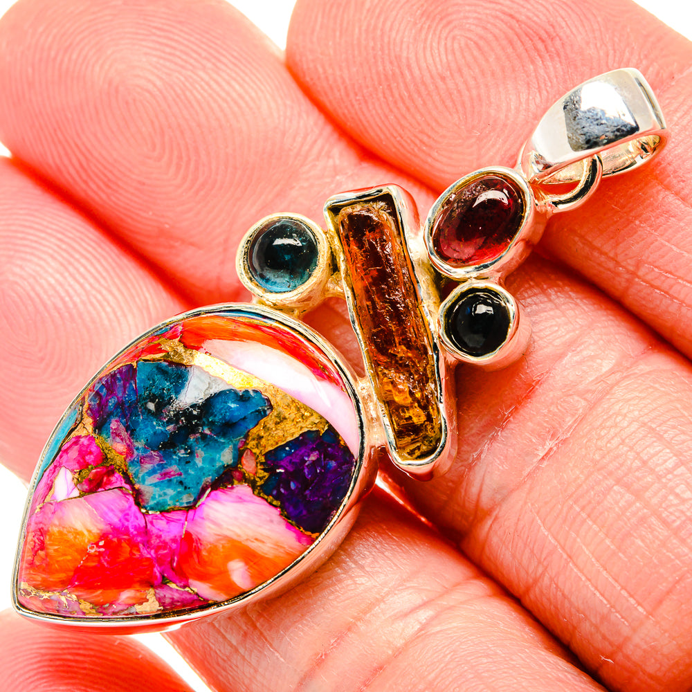 Kingman Pink Dahlia Turquoise, Carnelian, Garnet, Apatite Pendants handcrafted by Anasilvercos - PD36196