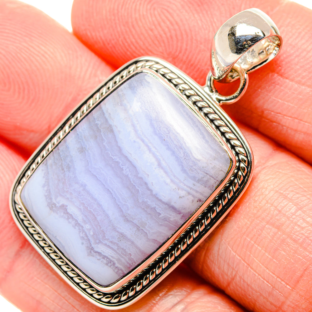 Blue Lace Agate Pendants handcrafted by Anasilvercos - PD36199