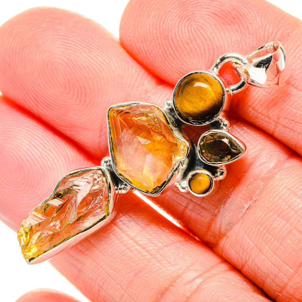 Citrine, Tiger Eye, Smoky Quartz Pendants handcrafted by Anasilvercos - PD36206