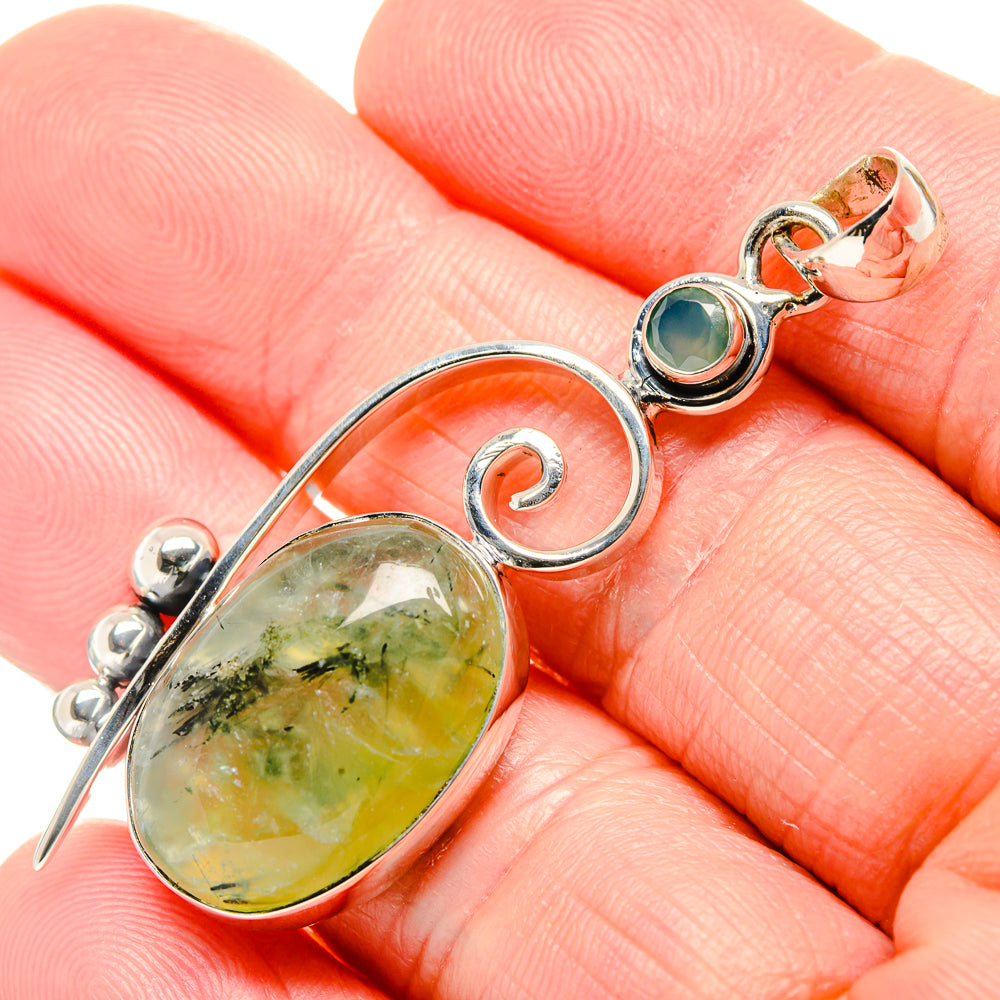 Prehnite, Aqua Chalcedony Pendants handcrafted by Anasilvercos - PD36216