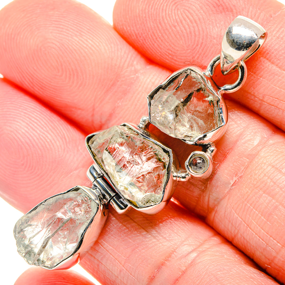 Herkimer Diamond, Blue Topaz, Rainbow Moonstone Pendants handcrafted by Anasilvercos - PD36219