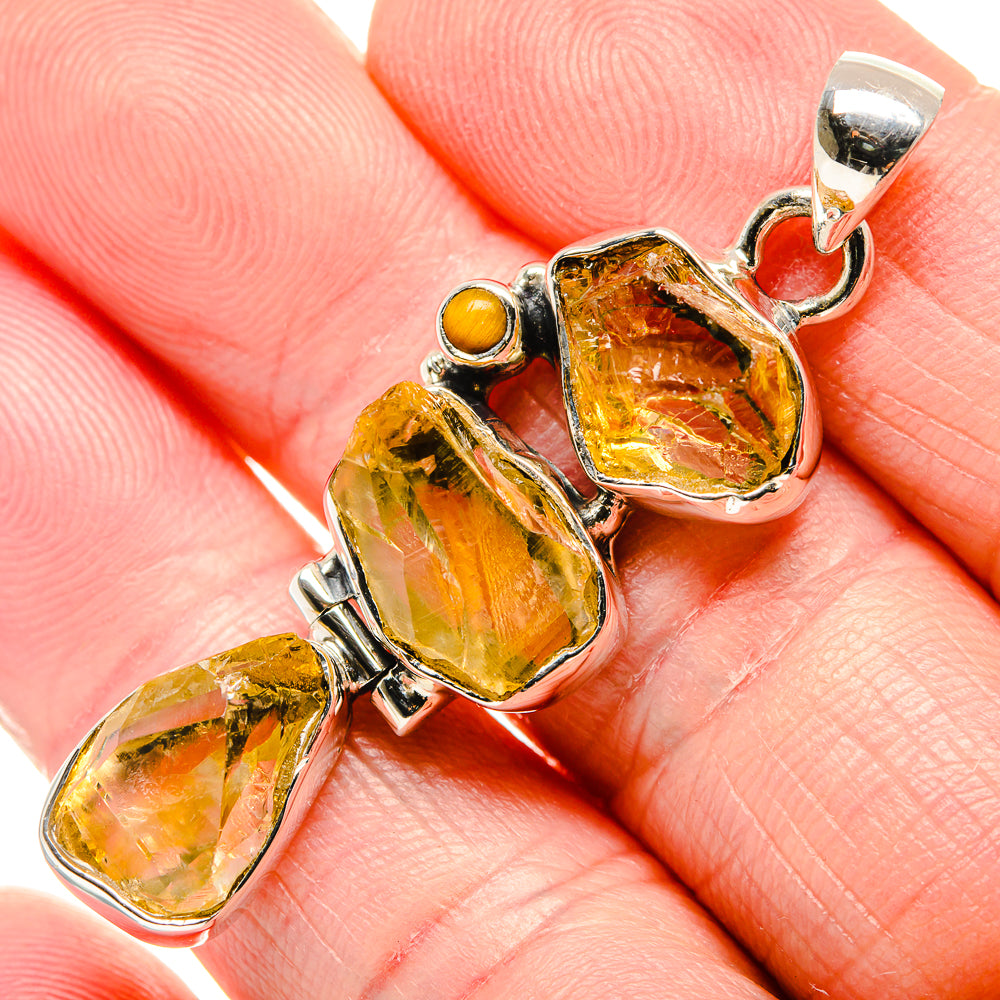 Citrine, Tiger Eye, Smoky Quartz Pendants handcrafted by Anasilvercos - PD36220