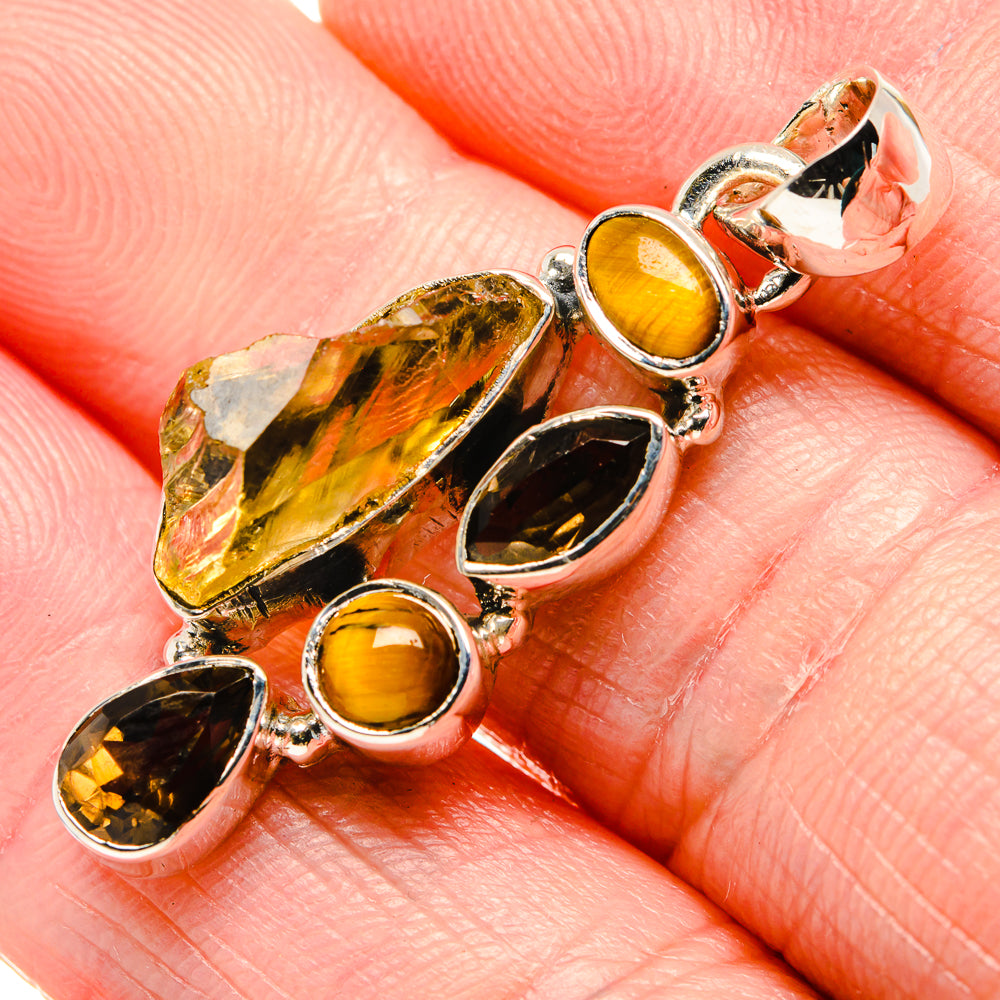 Citrine, Tiger Eye, Smoky Quartz Pendants handcrafted by Anasilvercos - PD36223