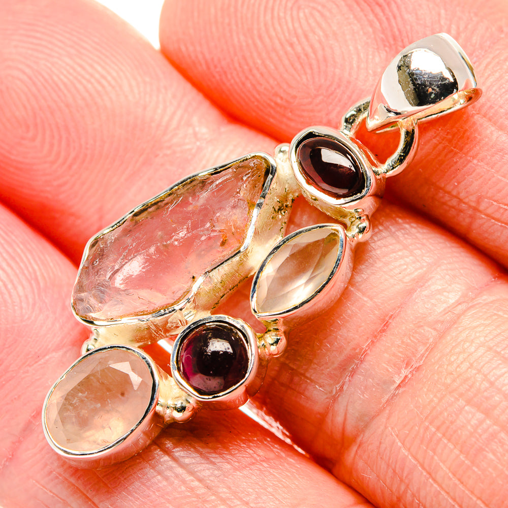 Rose Quartz, Garnet Pendants handcrafted by Anasilvercos - PD36226