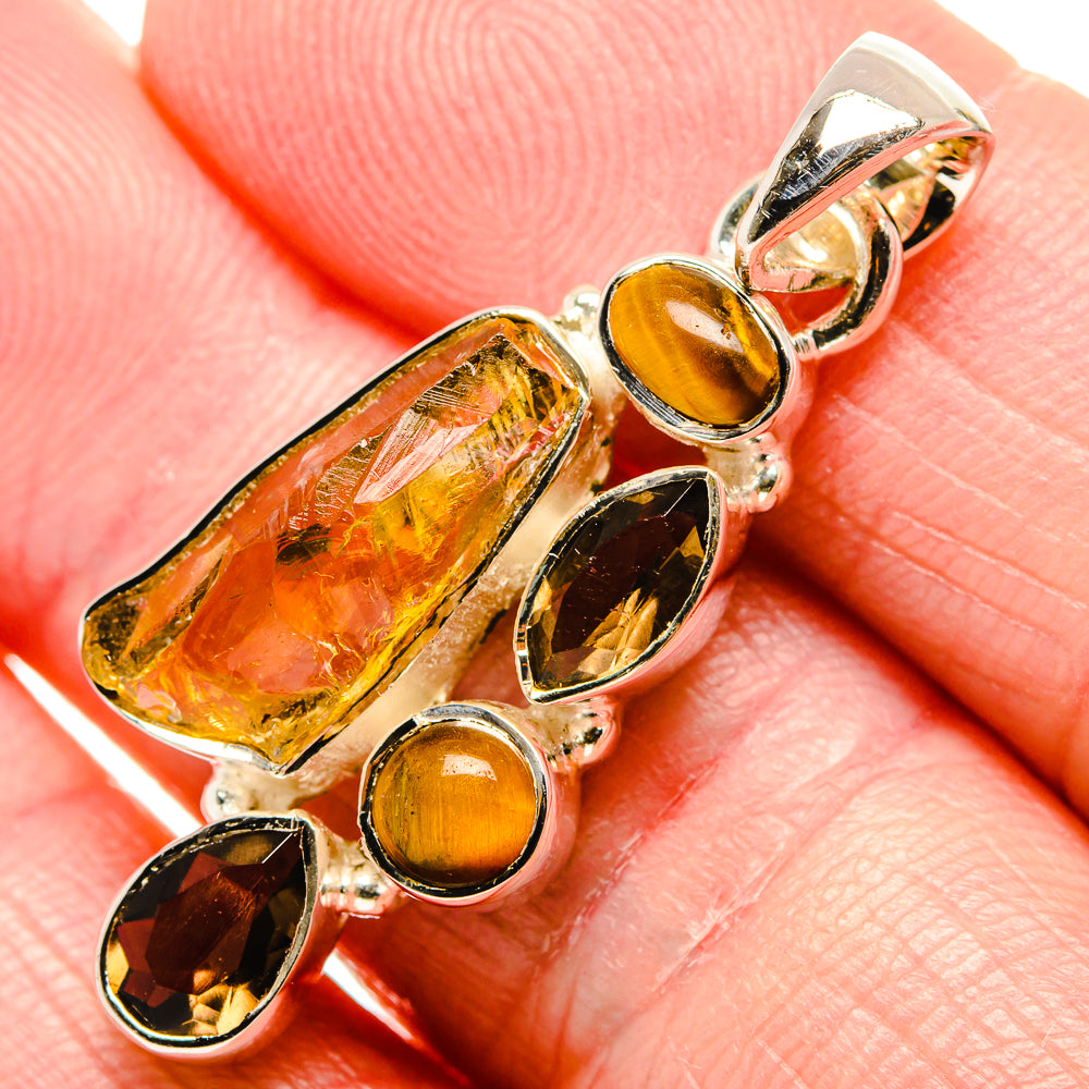 Citrine, Tiger Eye, Smoky Quartz Pendants handcrafted by Anasilvercos - PD36228