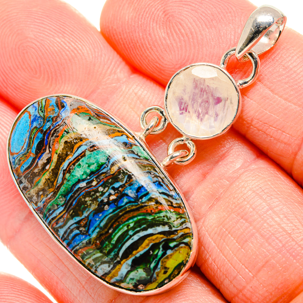 Rainbow Calsilica, Rainbow Moonstone Pendants handcrafted by Anasilvercos - PD36250