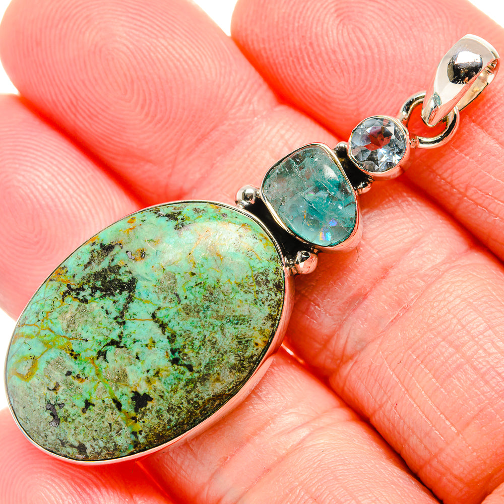 African Turquoise Jasper, Aquamarine, Blue Topaz Pendants handcrafted by Anasilvercos - PD36260