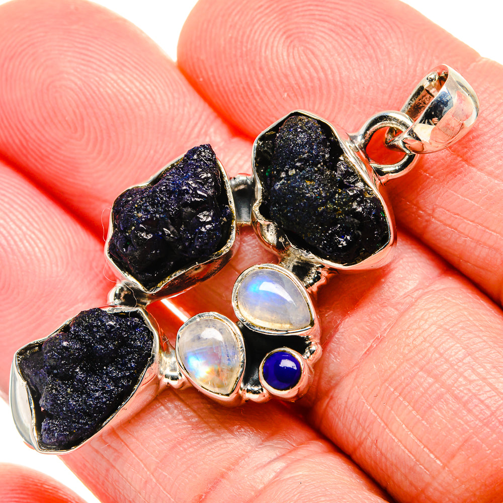 Azurite, Rainbow Moonstone, Lapis Lazuli Pendants handcrafted by Anasilvercos - PD36271