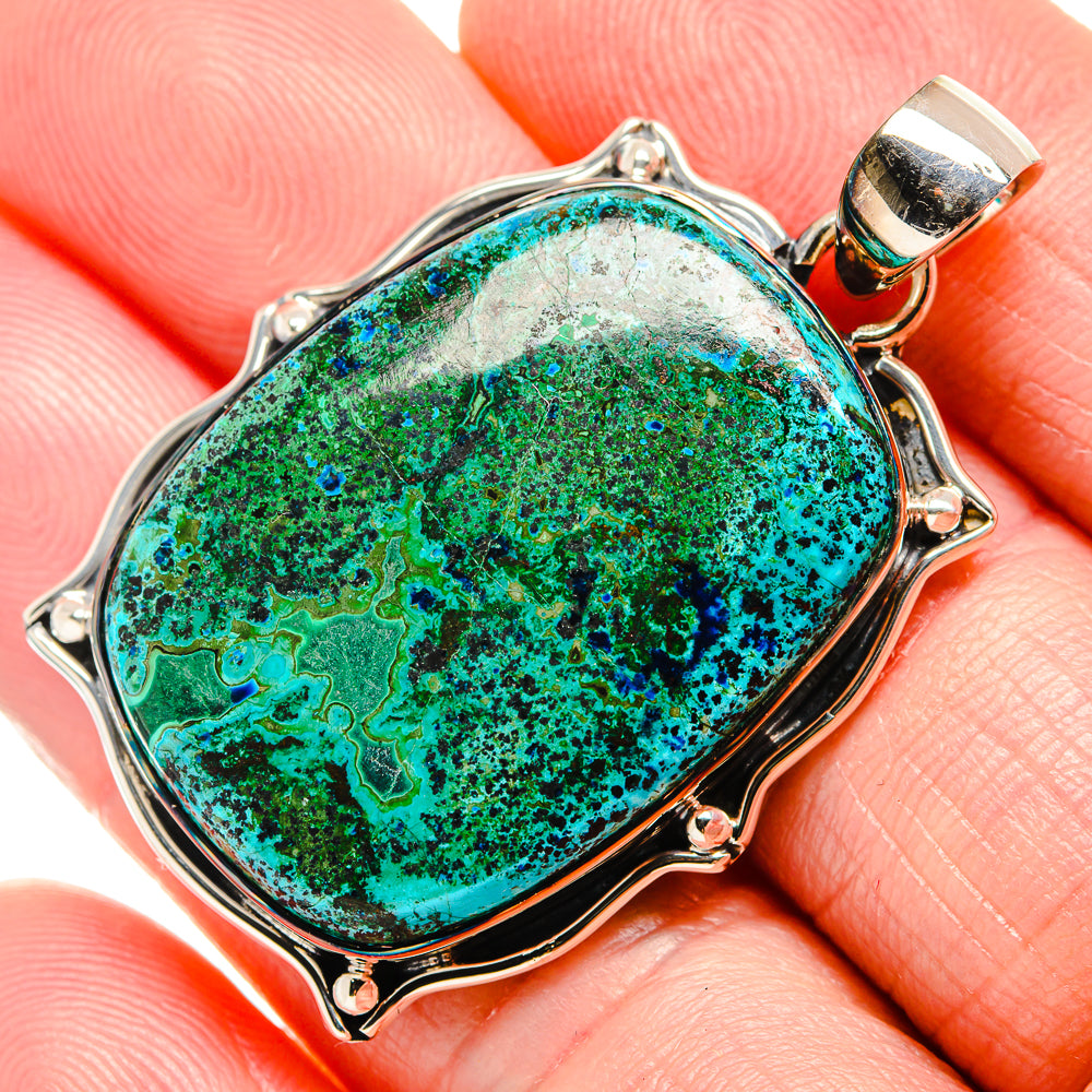 Malachite In Chrysocolla Pendants handcrafted by Anasilvercos - PD36275