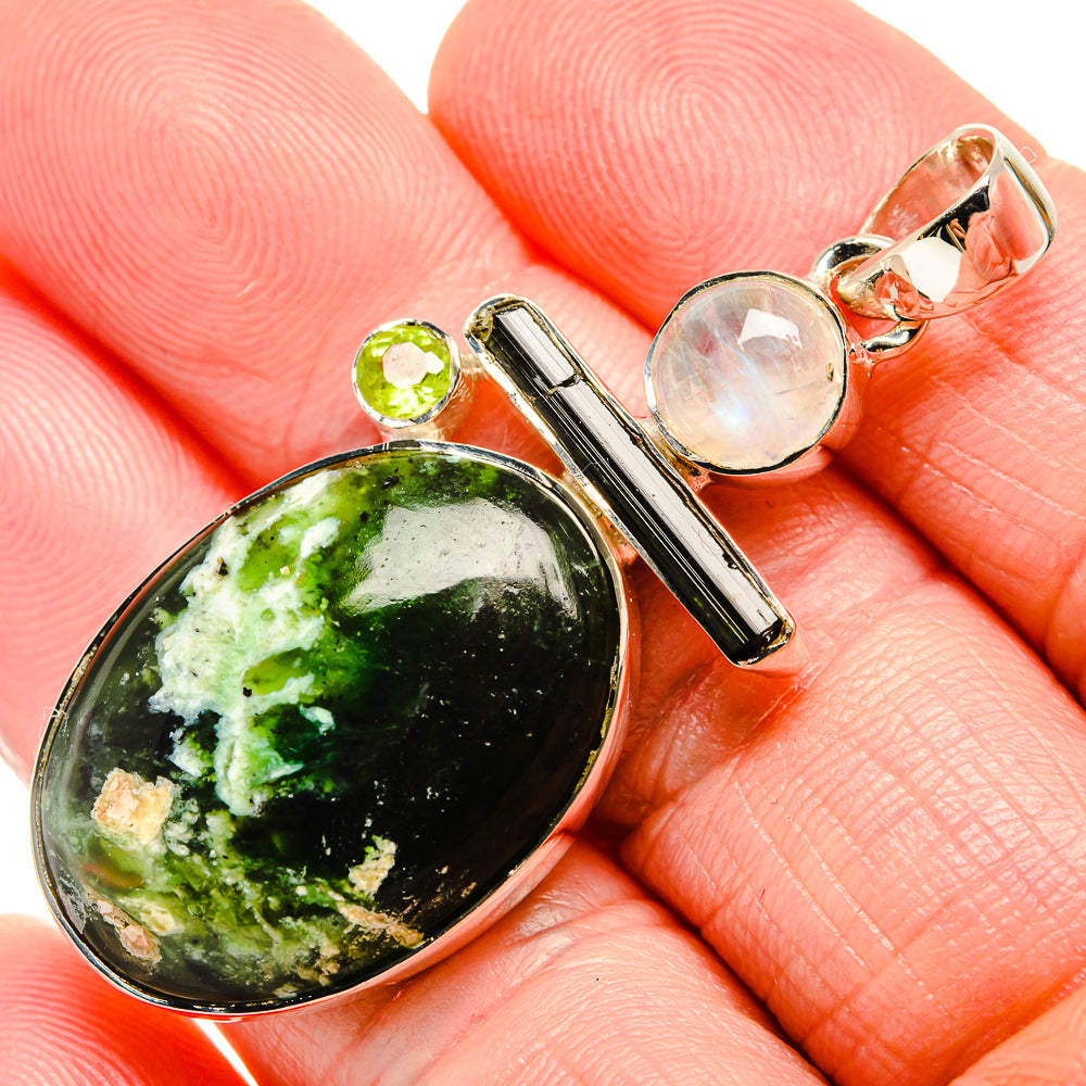 Rainforest Opal, Rainbow Moonstone, Peridot Pendants handcrafted by Anasilvercos - PD36276