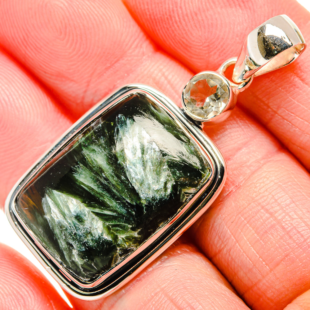 Seraphinite, White Quartz Pendants handcrafted by Anasilvercos - PD36277