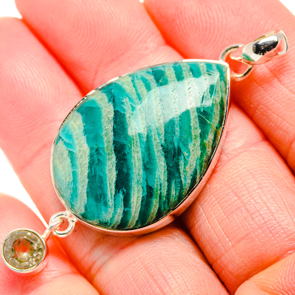 Amazonite, White Quartz Pendants handcrafted by Anasilvercos - PD36280