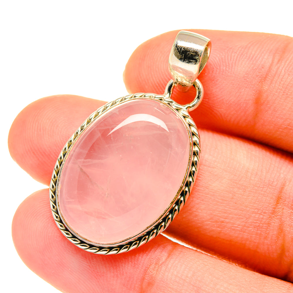 Rose Quartz Pendants handcrafted by Anasilvercos - PD3633