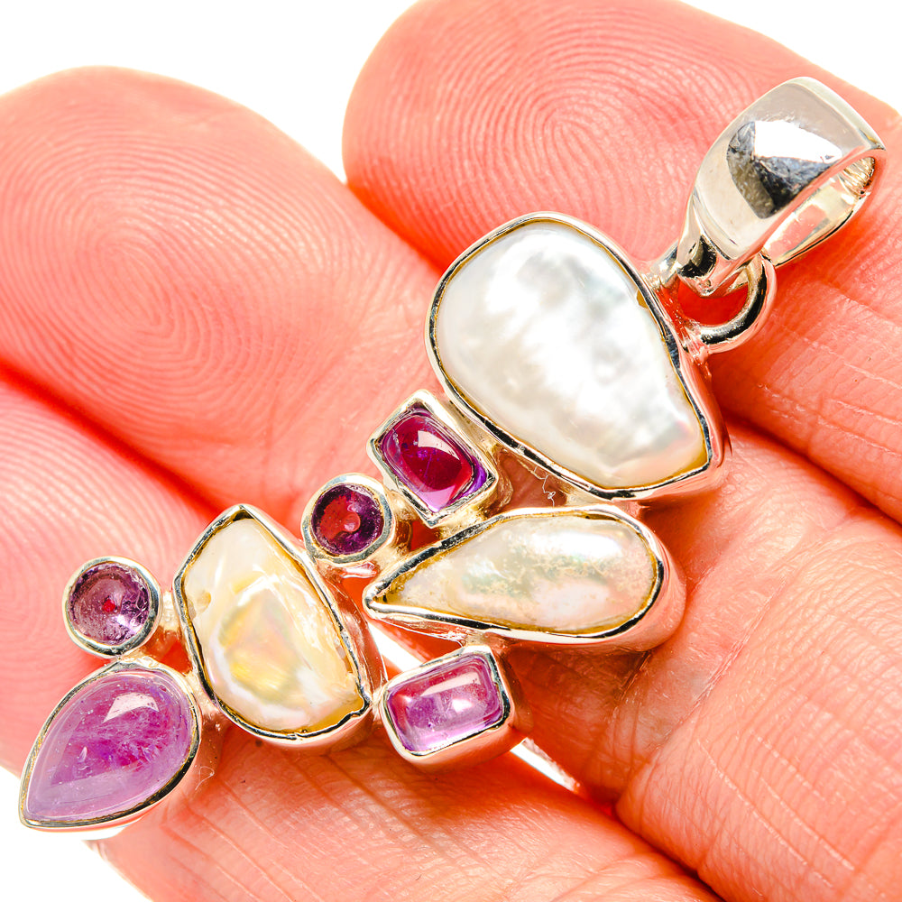 Mother Of Pearl, Amethyst Pendants handcrafted by Anasilvercos - PD36388