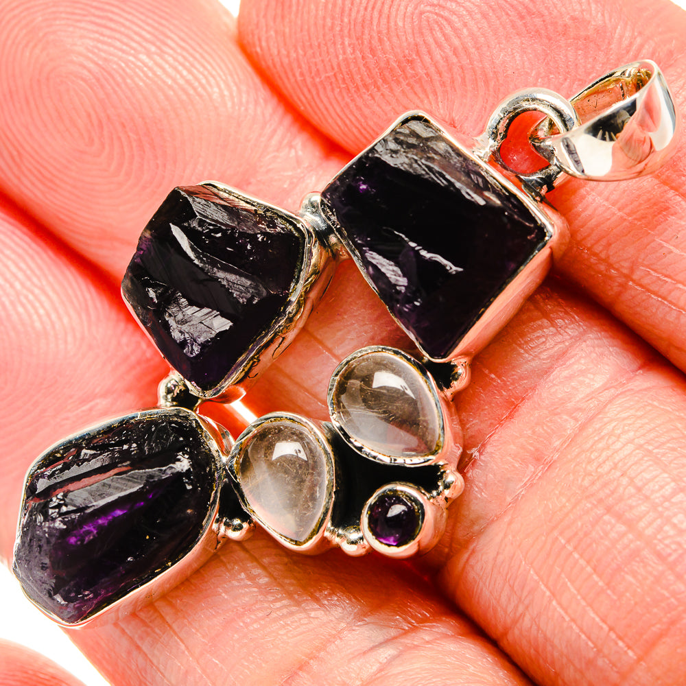 Amethyst, Rainbow Moonstone Pendants handcrafted by Anasilvercos - PD36389