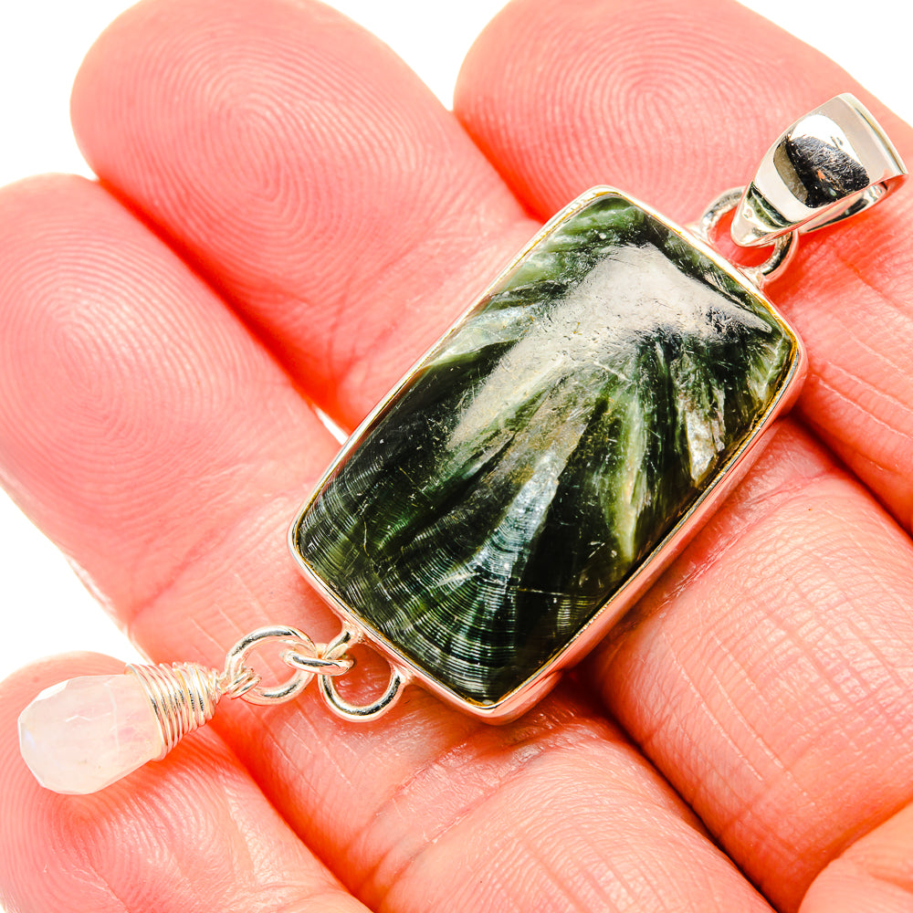 Seraphinite, Rainbow Moonstone Pendants handcrafted by Anasilvercos - PD36408