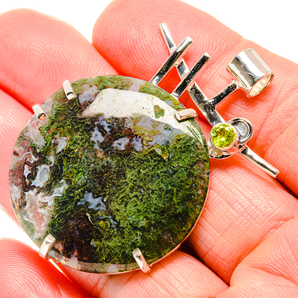 Green Moss Agate, Peridot Pendants handcrafted by Anasilvercos - PD36420