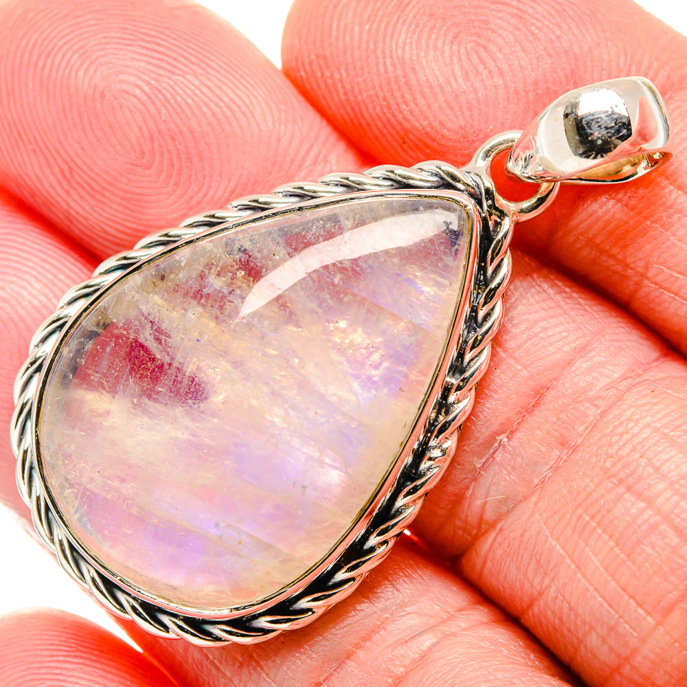 Rainbow Moonstone Pendants handcrafted by Anasilvercos - PD36423