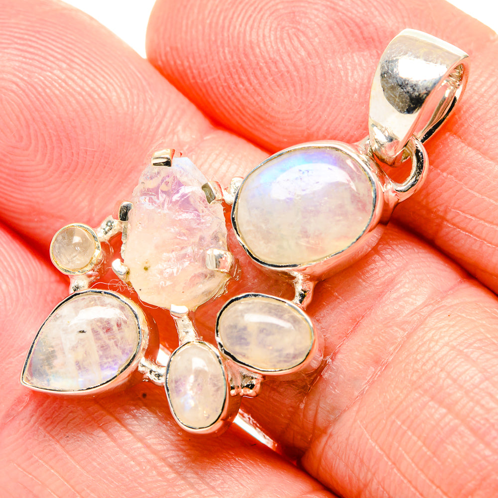 Rainbow Moonstone Pendants handcrafted by Anasilvercos - PD36434