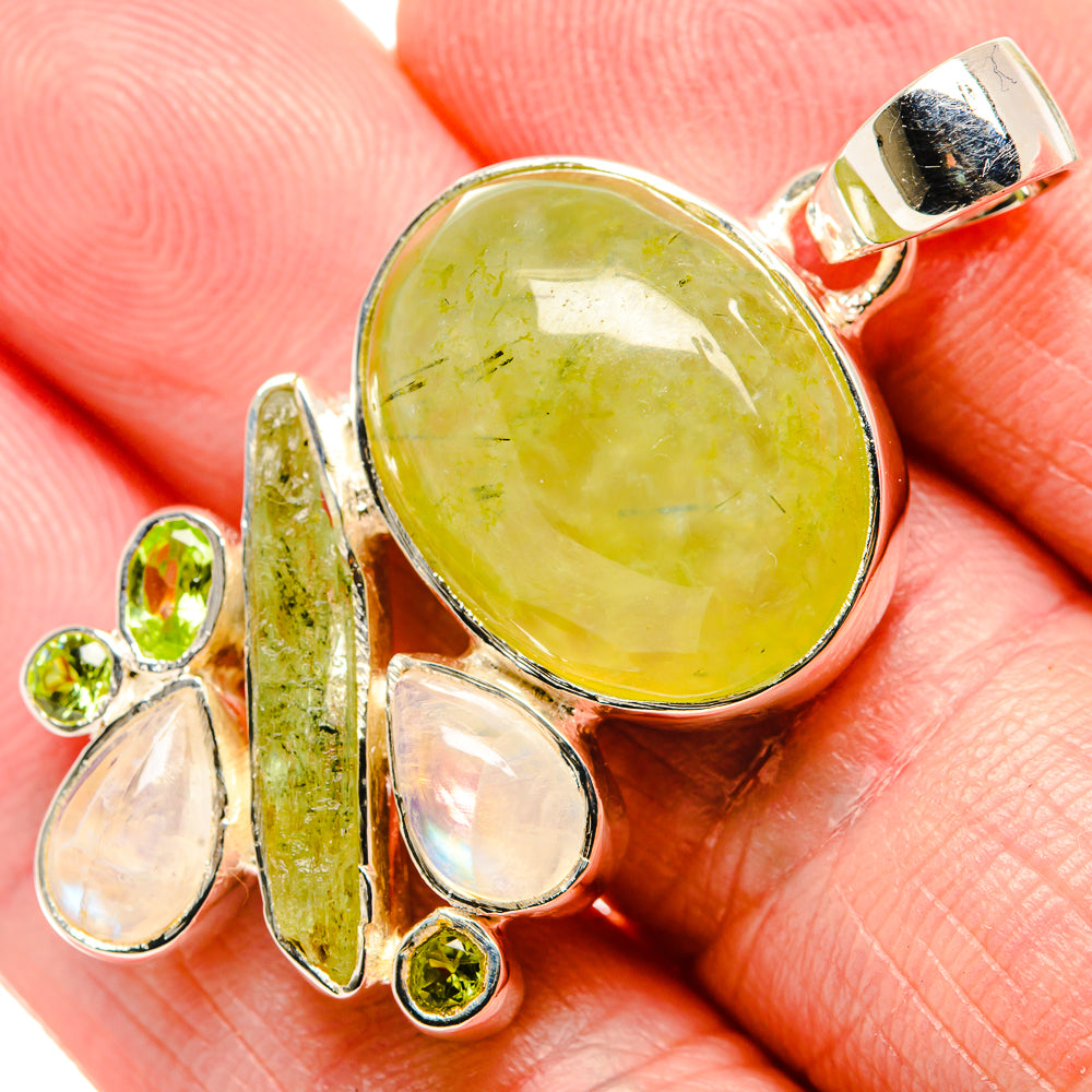 Prehnite, Peridot, Rainbow Moonstone Pendants handcrafted by Anasilvercos - PD36438