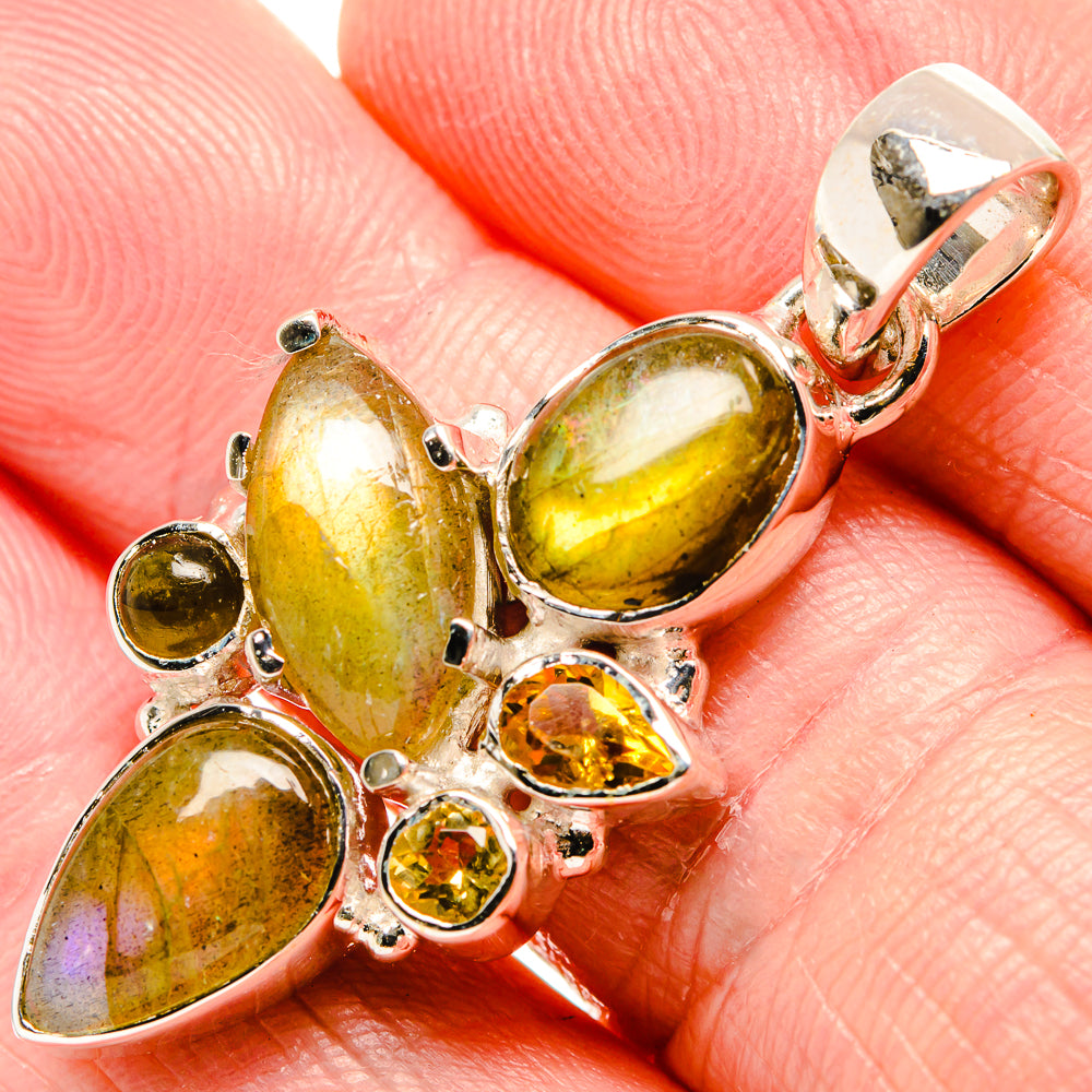 Labradorite, Smoky Quartz, Citrine Pendants handcrafted by Anasilvercos - PD36439