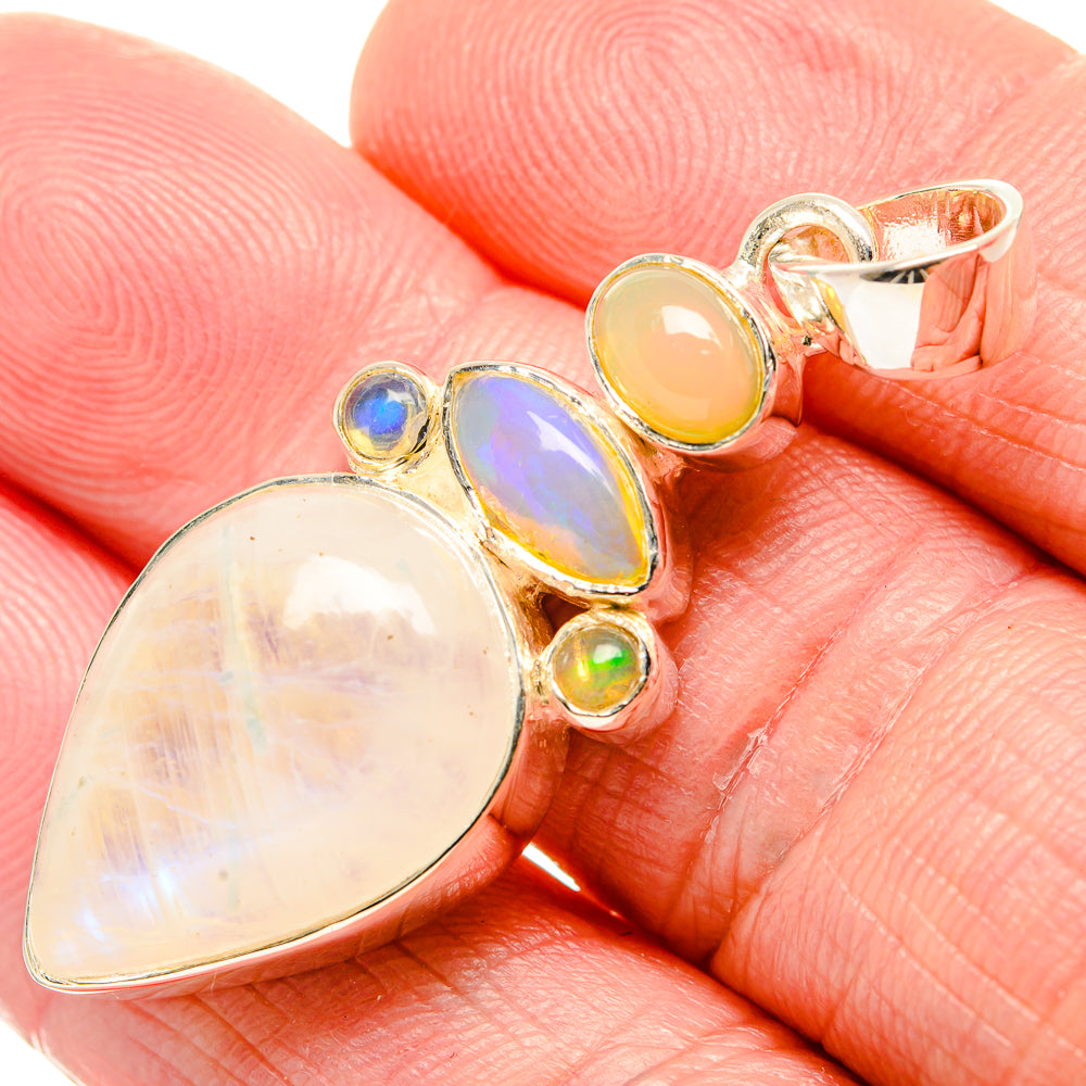 Rainbow Moonstone, Ethiopian Opal Pendants handcrafted by Anasilvercos - PD36441