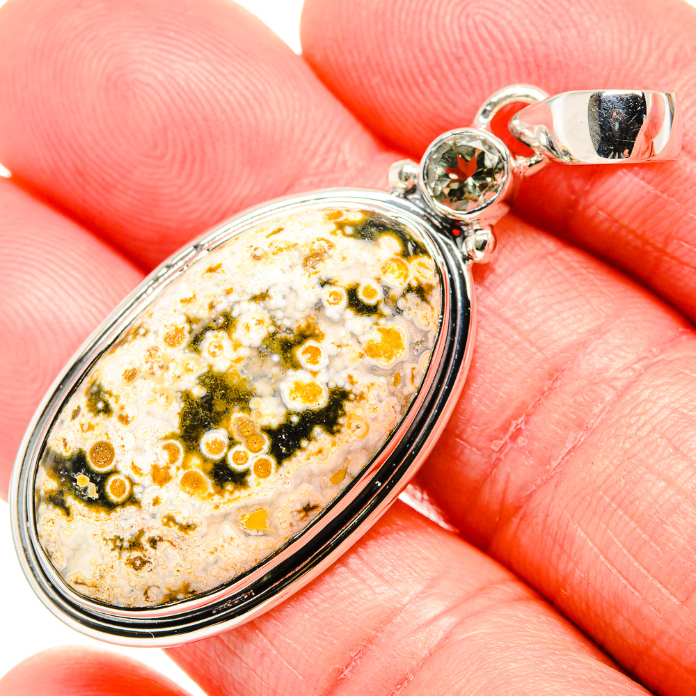 Ocean Jasper, White Quartz Pendants handcrafted by Anasilvercos - PD36474
