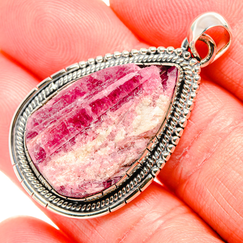 Pink Tourmaline In Quartz Pendants handcrafted by Anasilvercos - PD36481