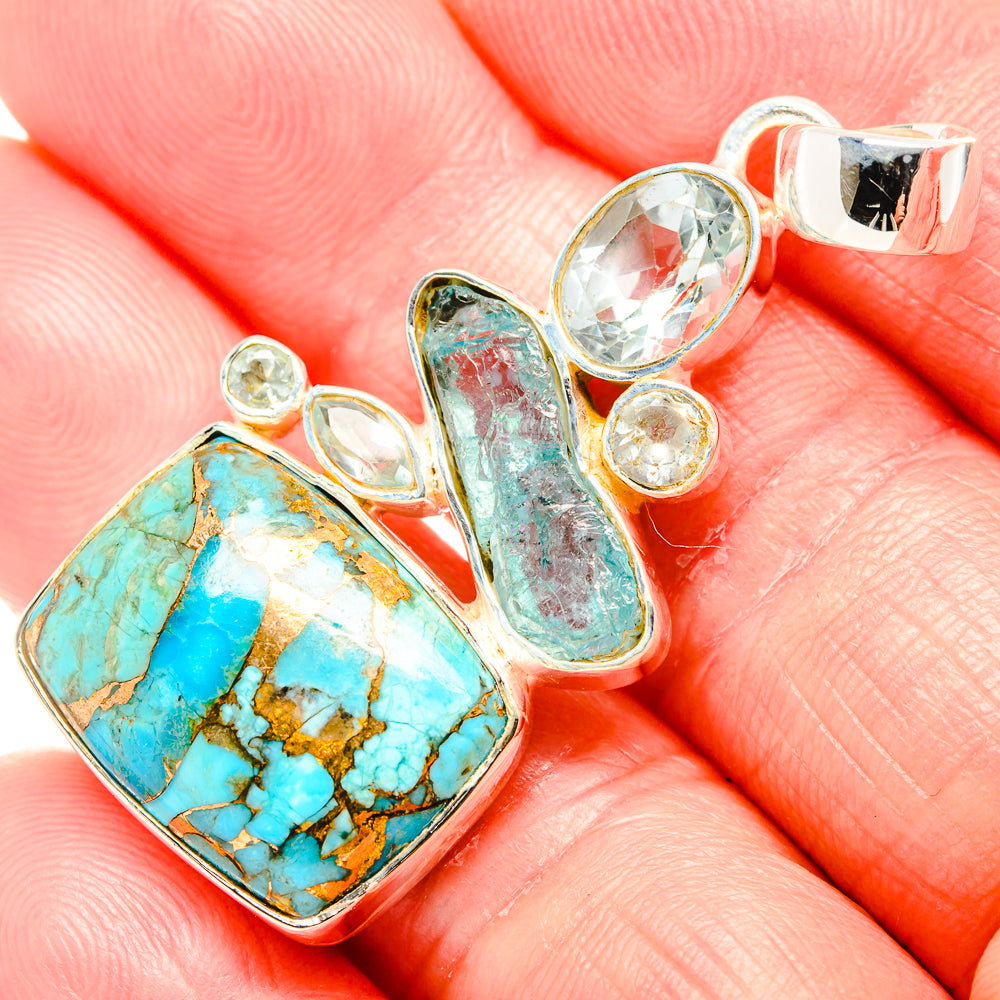 Blue Copper Composite Turquoise Pendants handcrafted by Anasilvercos - PD36489