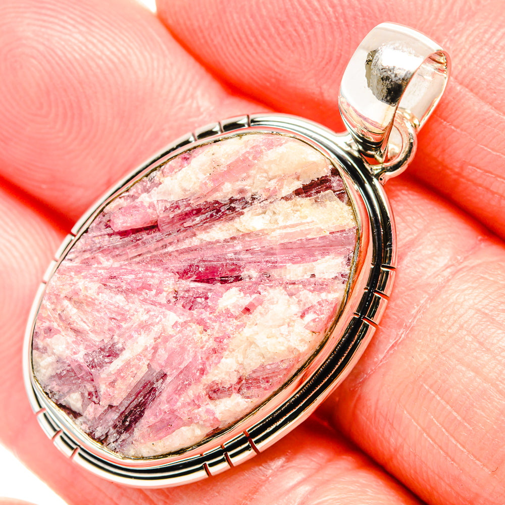 Pink Tourmaline In Quartz Pendants handcrafted by Anasilvercos - PD36501