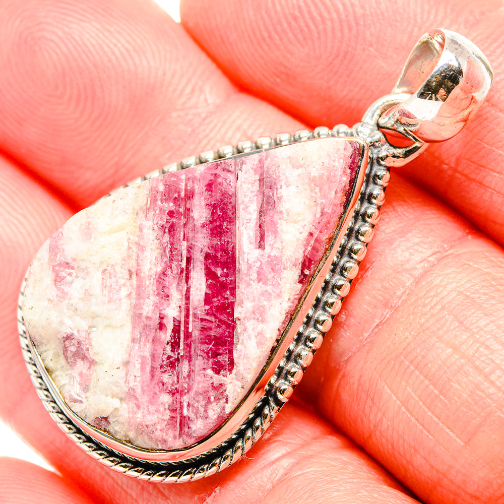 Pink Tourmaline In Quartz Pendants handcrafted by Anasilvercos - PD36507