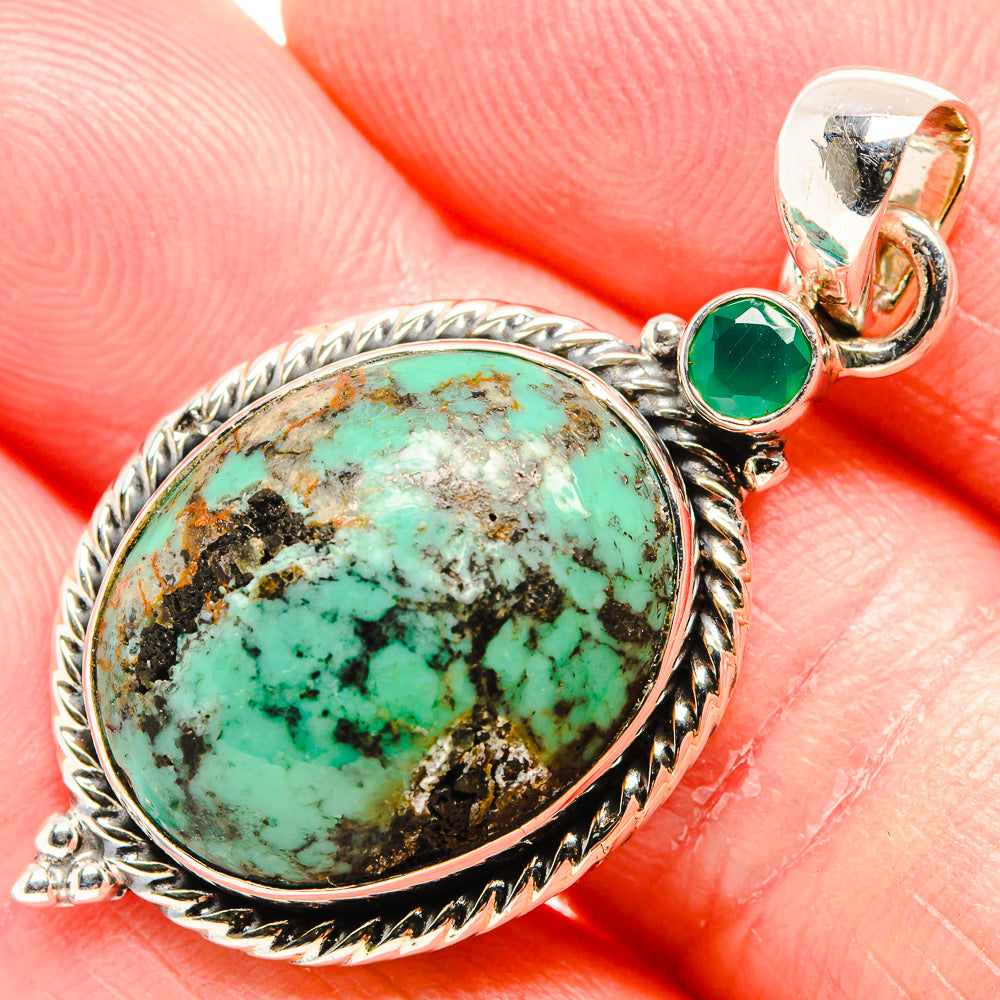 African Turquoise Jasper Pendants handcrafted by Anasilvercos - PD36512
