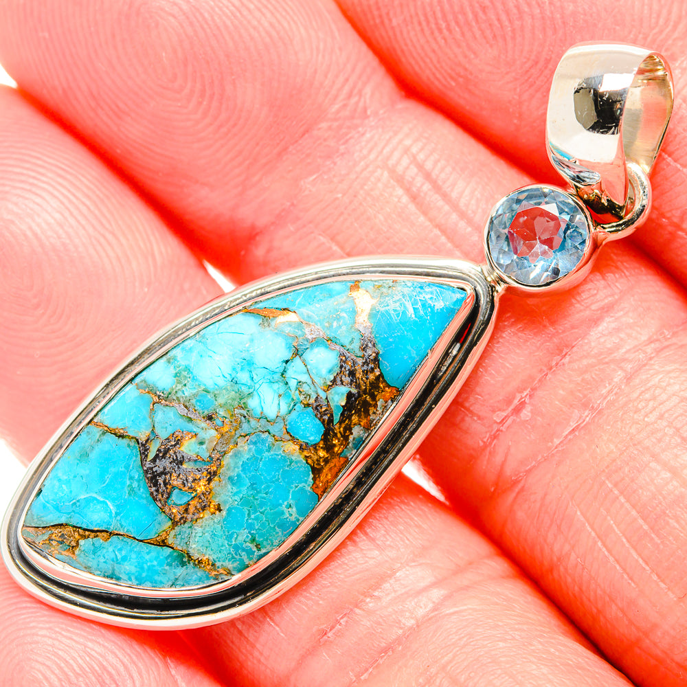 Blue Copper Composite Turquoise Pendants handcrafted by Anasilvercos - PD36519