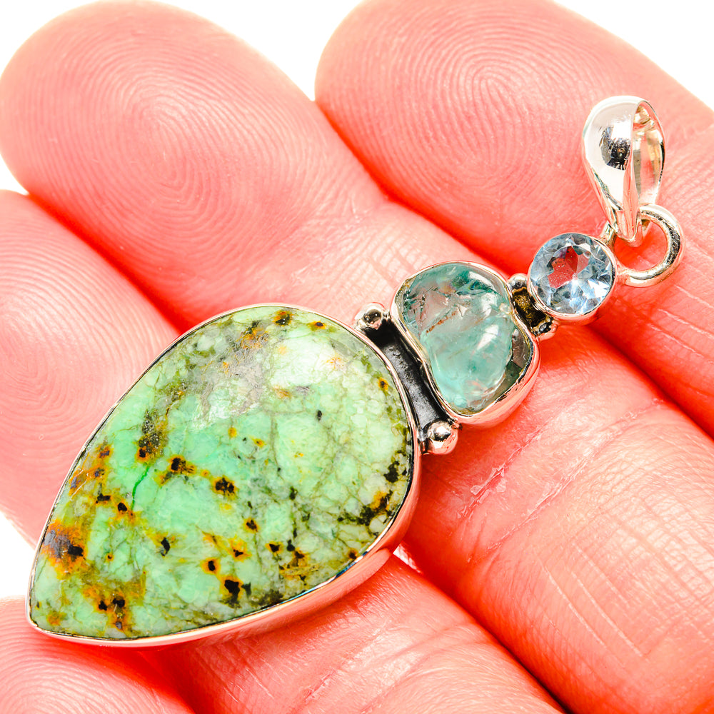 African Turquoise Jasper Pendants handcrafted by Anasilvercos - PD36520