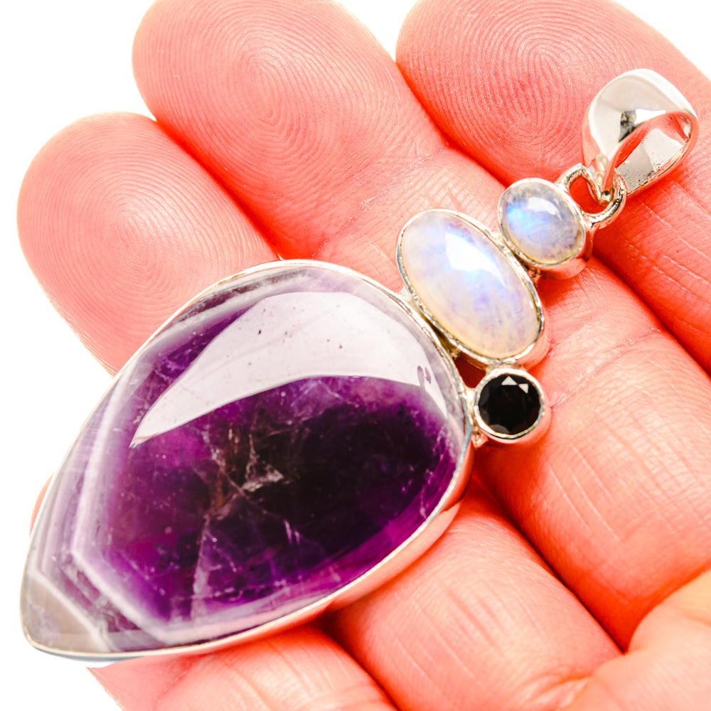 Chevron Amethyst Pendants handcrafted by Anasilvercos - PD36542