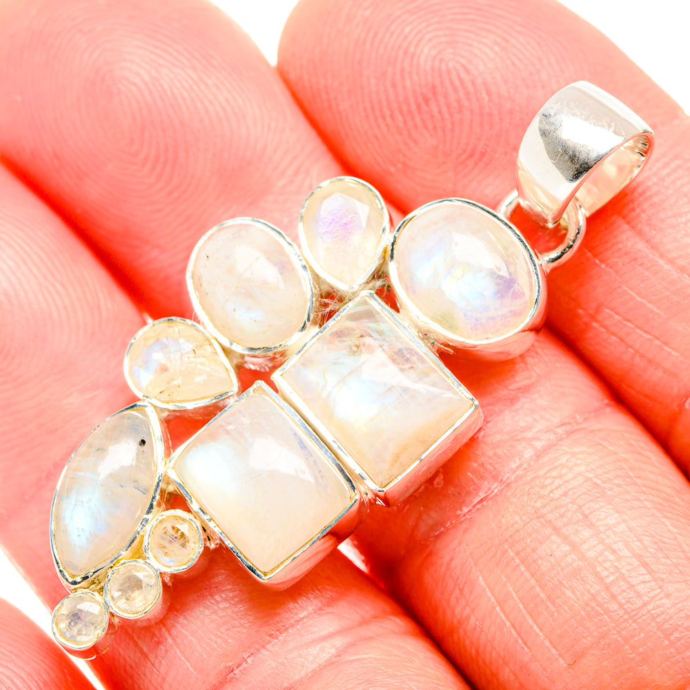 Rainbow Moonstone Pendants handcrafted by Anasilvercos - PD36549