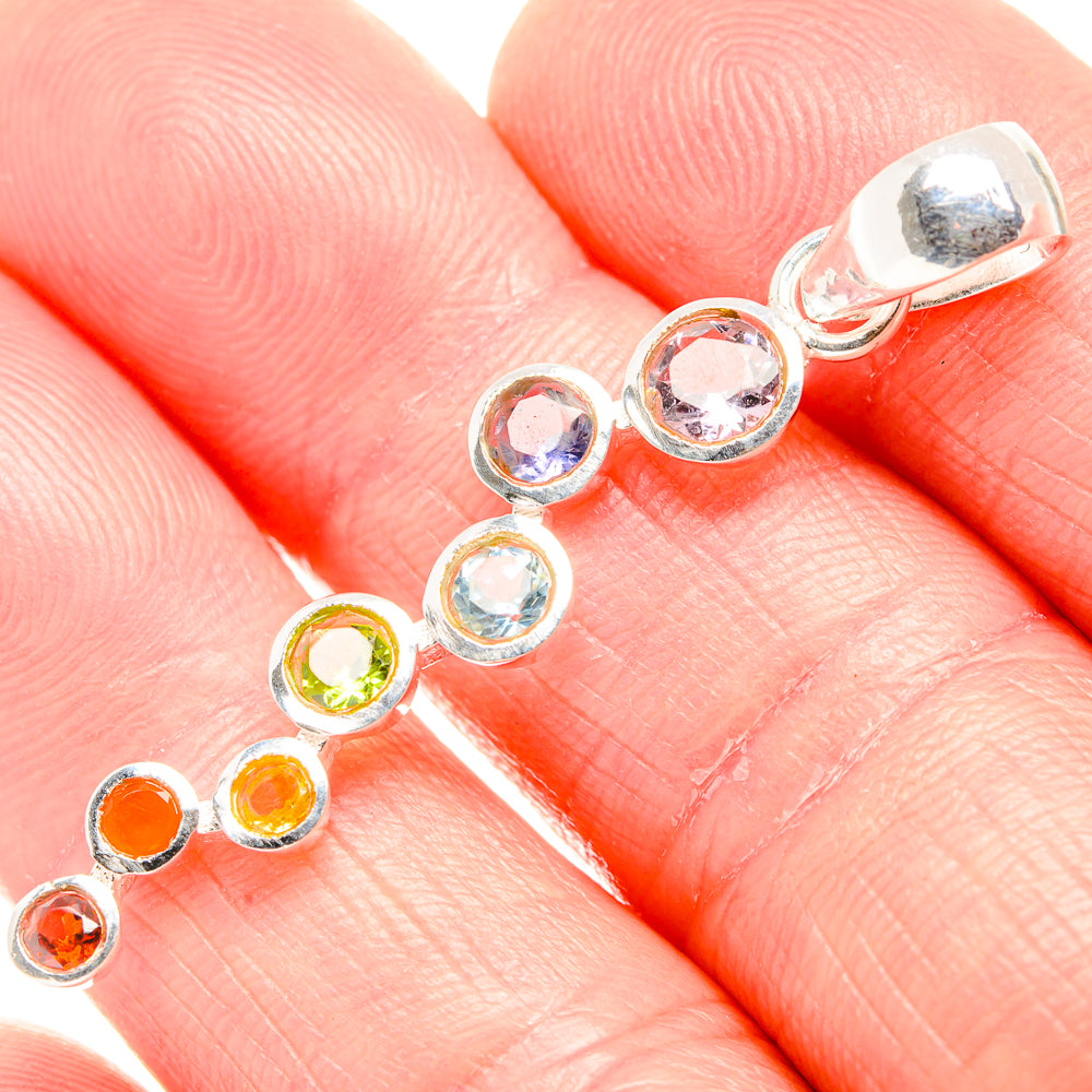 Multi-stone Rainbow Chakra Pendants handcrafted by Anasilvercos - PD36556