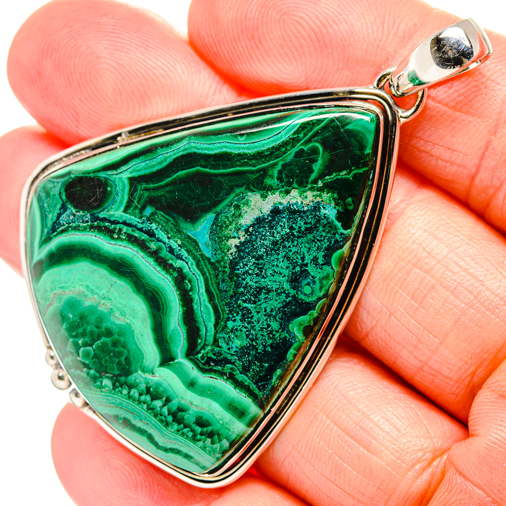 Malachite In Chrysocolla Pendants handcrafted by Anasilvercos - PD36562