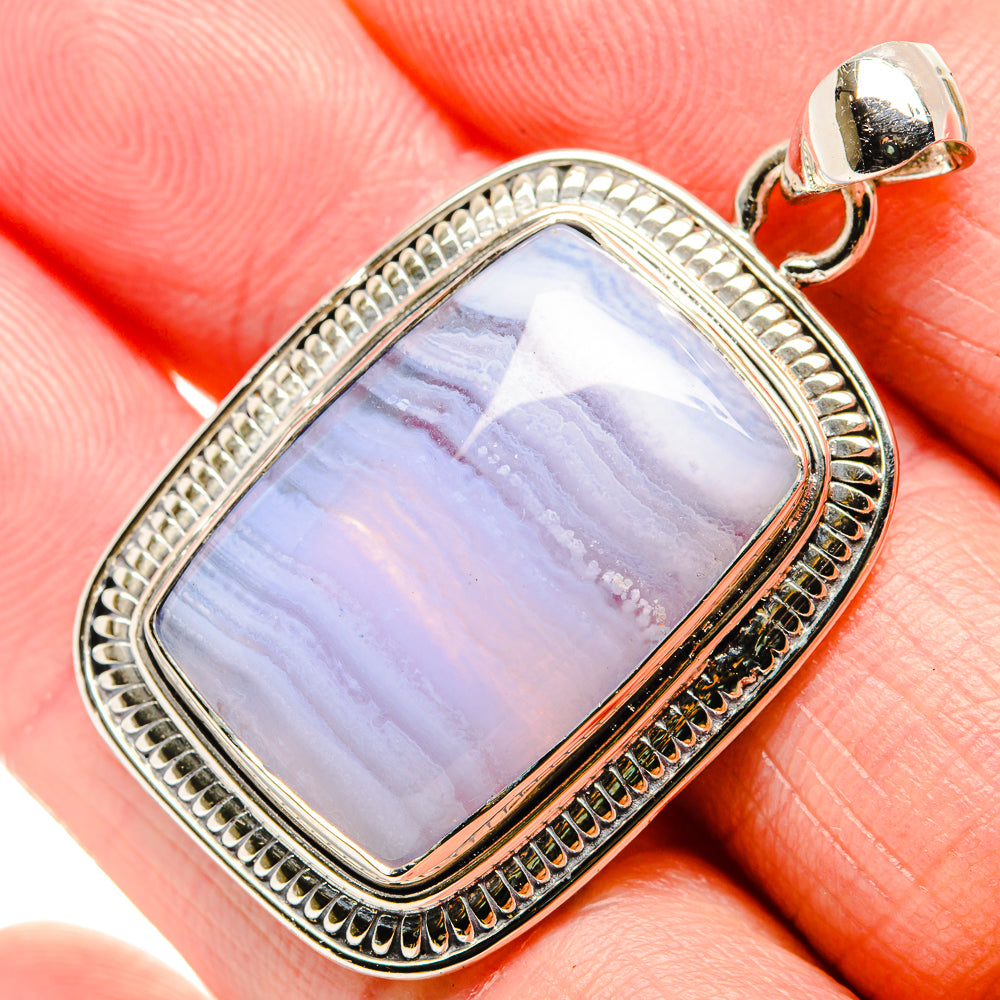 Blue Lace Agate Pendants handcrafted by Anasilvercos - PD36577
