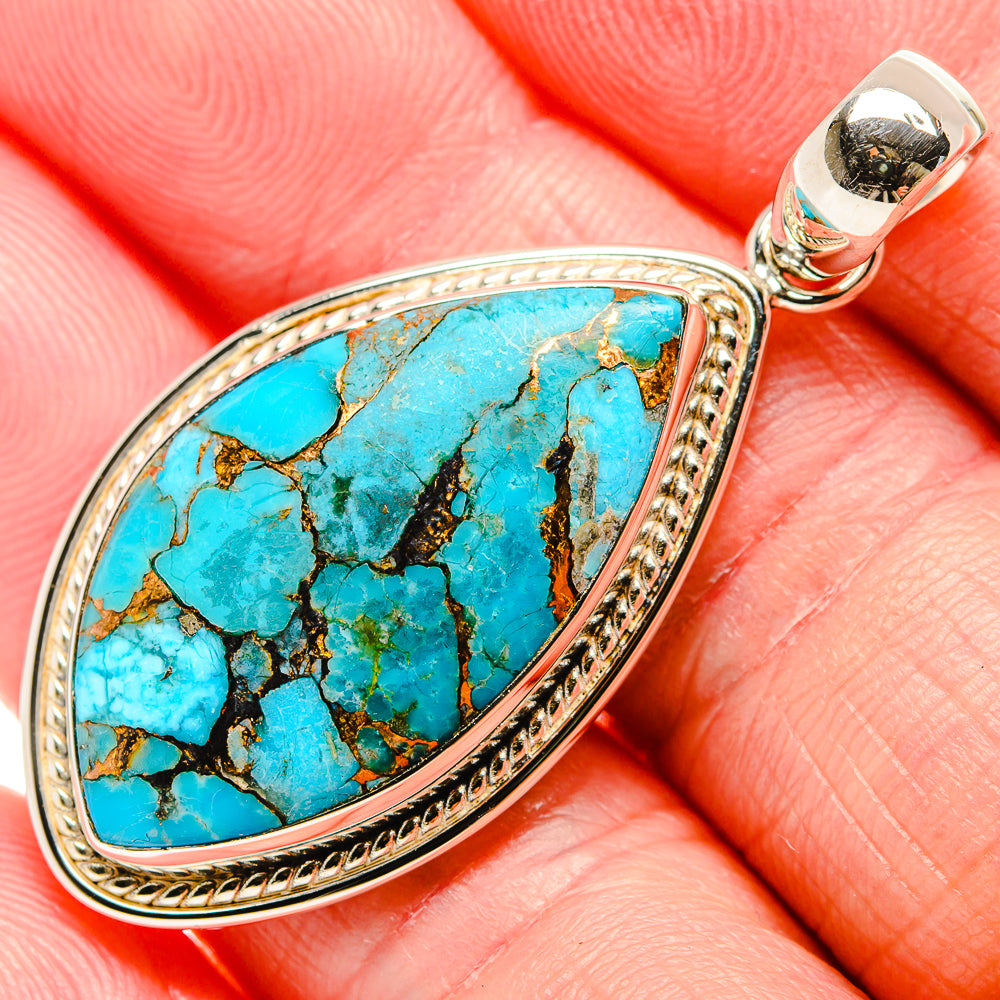 Blue Copper Composite Turquoise Pendants handcrafted by Anasilvercos - PD36607