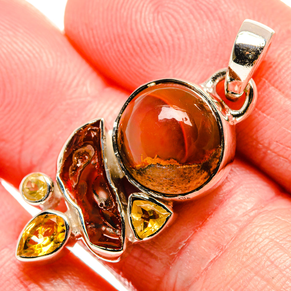 Mexican Fire Opal Pendants handcrafted by Anasilvercos - PD36651