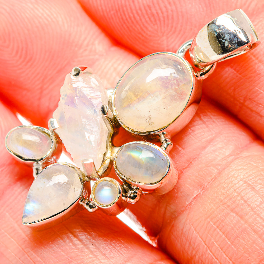 Rainbow Moonstone Pendants handcrafted by Anasilvercos - PD36654