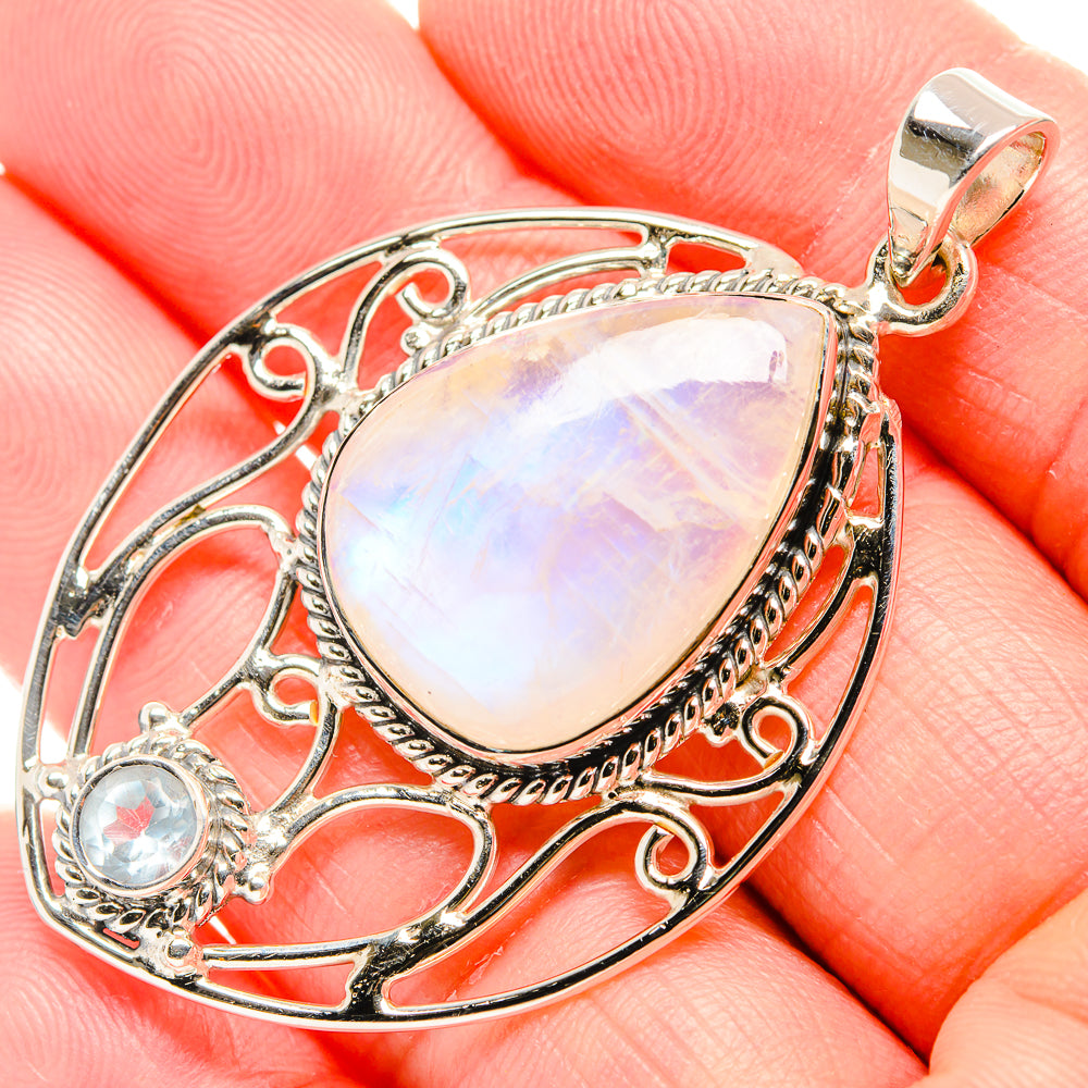 Rainbow Moonstone Pendants handcrafted by Anasilvercos - PD36706
