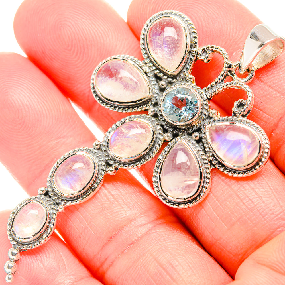 Rainbow Moonstone Pendants handcrafted by Anasilvercos - PD36708