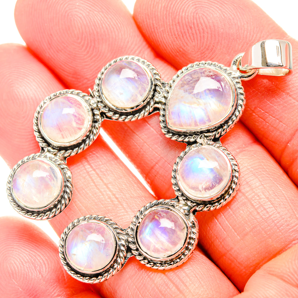 Rainbow Moonstone Pendants handcrafted by Anasilvercos - PD36713